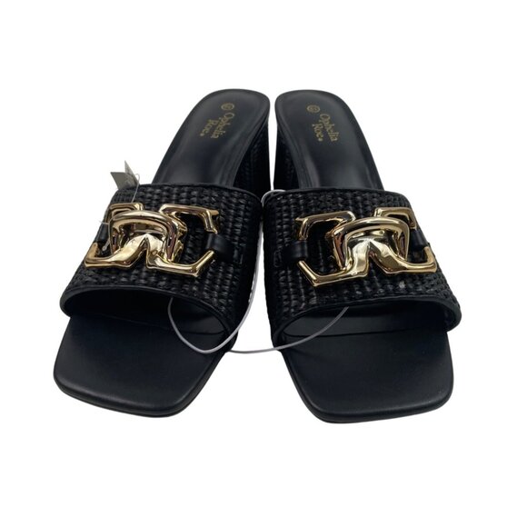 Ophelia Roe Womens Black Mules Sandals With Gold Accents Size 10 Medium - Picture 8 of 13